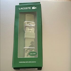 Lacoste Unisex Sage Green Apple Watch Strap - Size 42/44 mm - New in Box